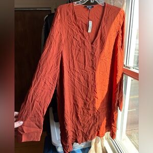 NWT Madewell Heather Long-Sleeve Button-Front Midi Shirt Dress, Women’s Plus XXL